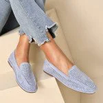 Διάτρητα loafers σε καρέ γραμμή, μπλε