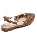 Φλατ μυτερά slingback με πλεκτό σχέδιο, κάμελ