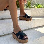 Γυναικείες πλατφόρμες μαύρες με φελλό
