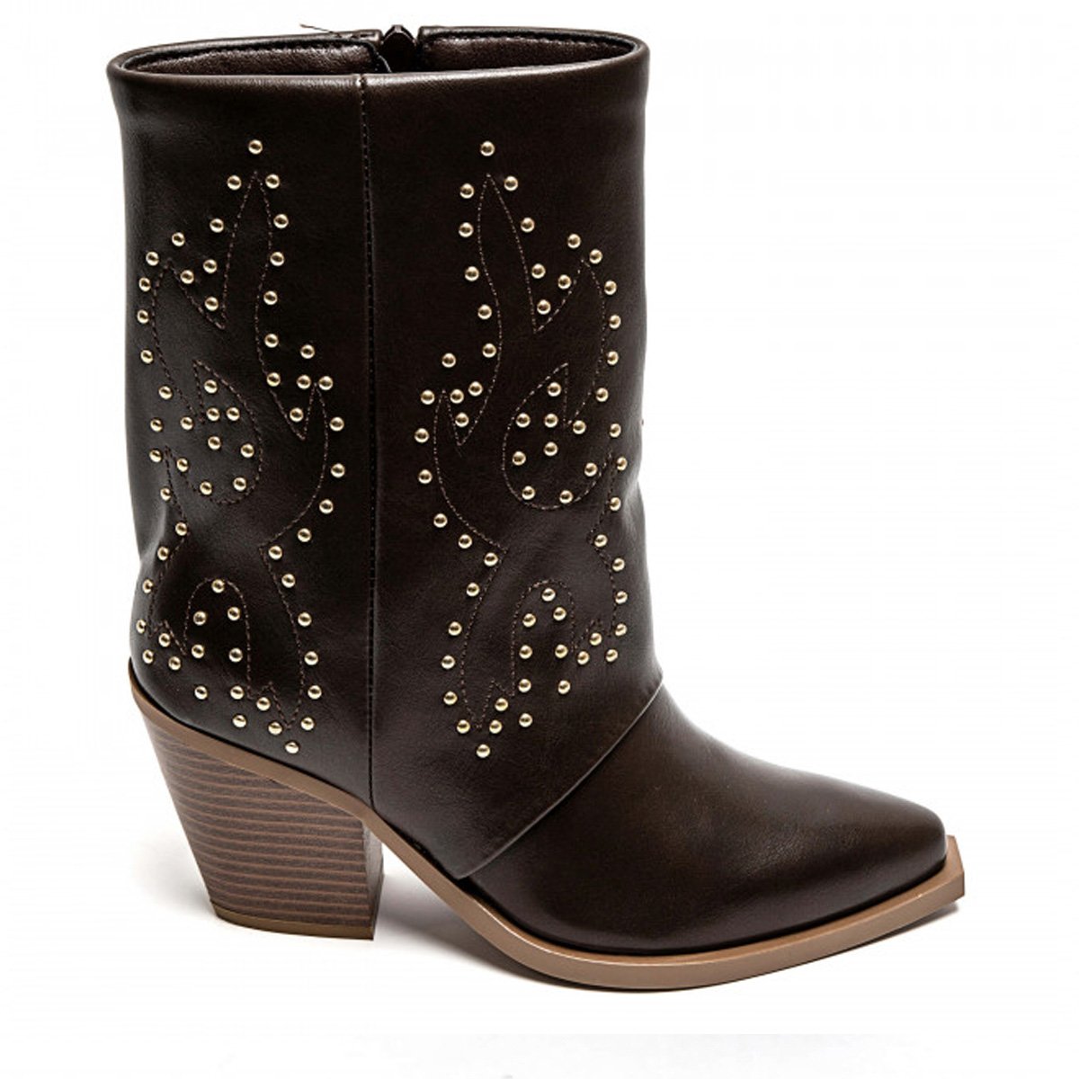 Καφέ Cowboy boots με διακοσμητικά Τρουκς