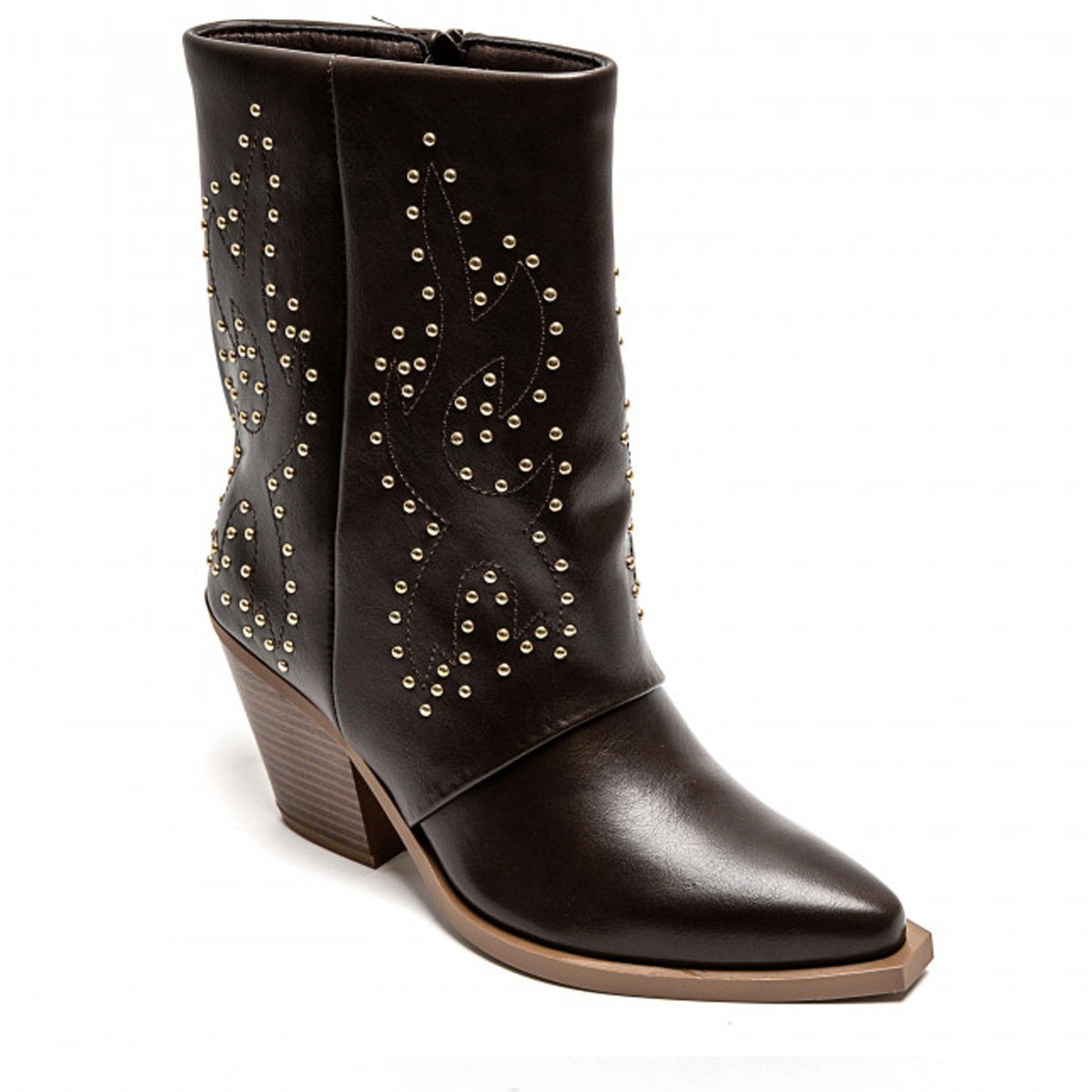 Καφέ Cowboy boots με διακοσμητικά Τρουκς