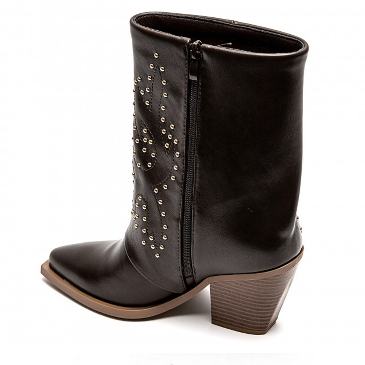 Καφέ Cowboy boots με διακοσμητικά Τρουκς