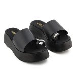 Δερμάτινες πλατφόρμες Fred με εφαρμογή toe ring, μαύρο