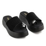 Δερμάτινες σουεντ πλατφόρμες Fred με εφαρμογή toe ring, μαύρο