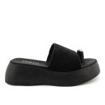 Δερμάτινες σουεντ πλατφόρμες Fred με εφαρμογή toe ring, μαύρο