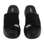 Δερμάτινες σουεντ πλατφόρμες Fred με εφαρμογή toe ring, μαύρο