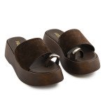 Καφέ πλατφόρμες Fred με εφαρμογή toe ring