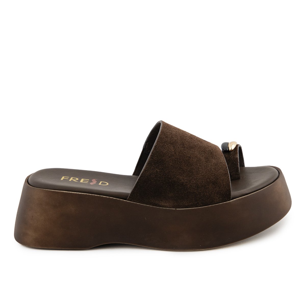 Καφέ πλατφόρμες Fred με εφαρμογή toe ring