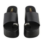 Μαύρες ψηλές πλατφόρμες Fred με toe ring