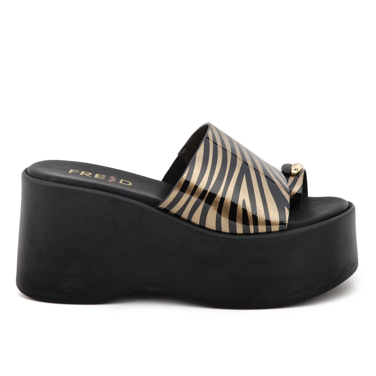 Μπρονζέ ψηλές πλατφόρμες Fred με toe ring