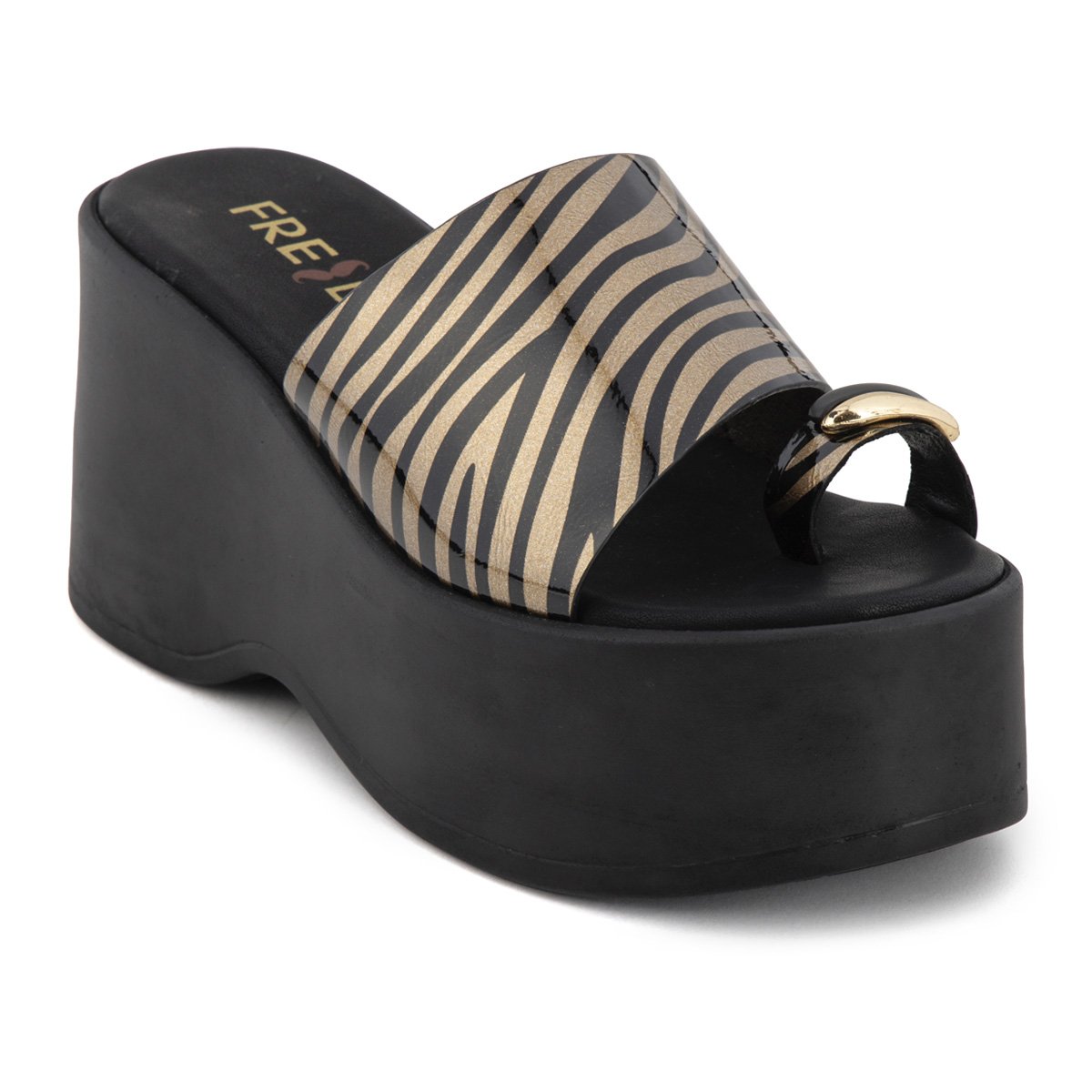 Μπρονζέ ψηλές πλατφόρμες Fred με toe ring