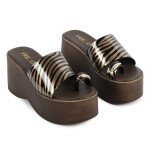 Μπρονζέ ψηλές πλατφόρμες Fred με toe ring