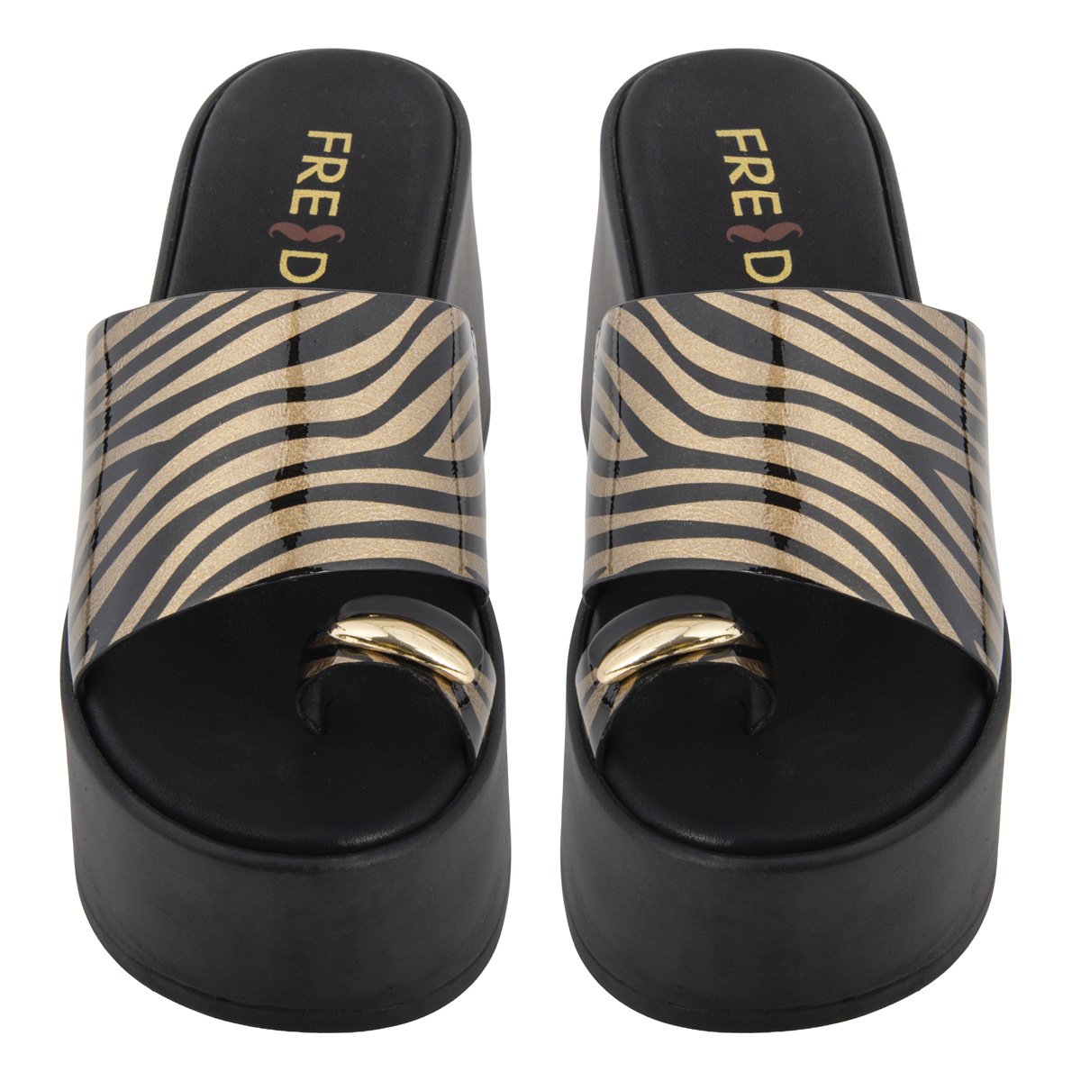 Μπρονζέ ψηλές πλατφόρμες Fred με toe ring