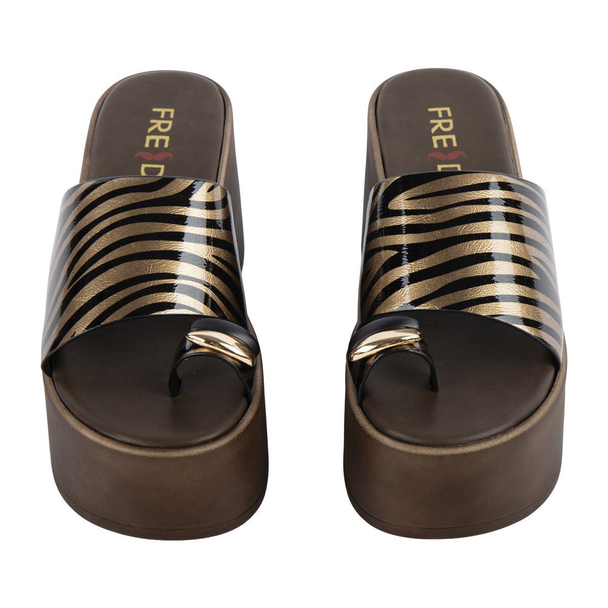 Μπρονζέ ψηλές πλατφόρμες Fred με toe ring