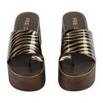 Μπρονζέ ψηλές πλατφόρμες Fred με toe ring