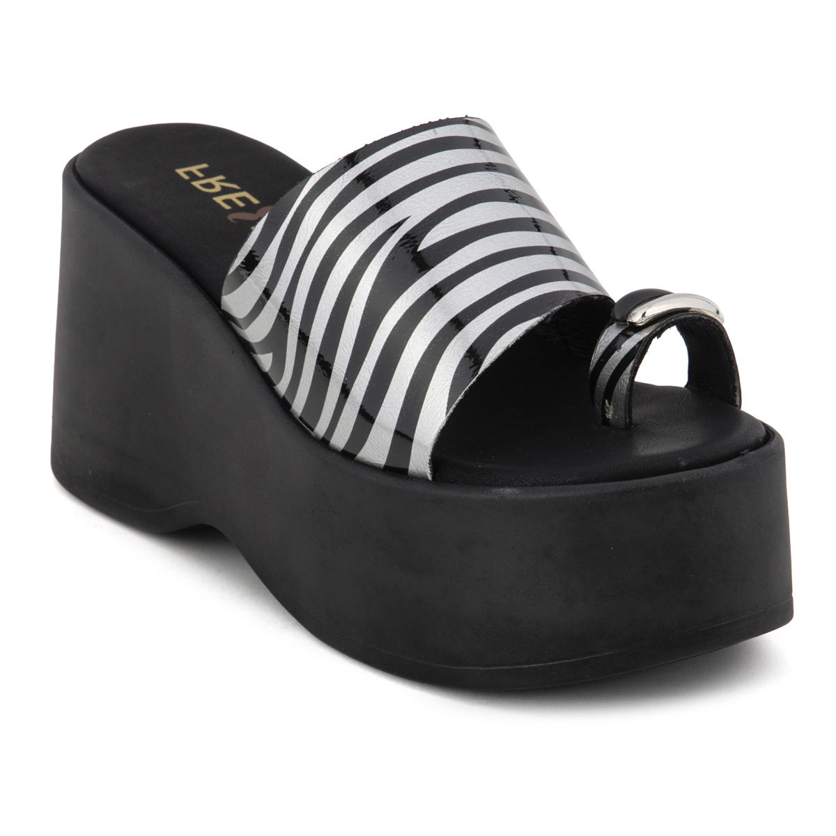 Ασημί ψηλές πλατφόρμες Fred με toe ring