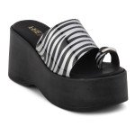 Ασημί ψηλές πλατφόρμες Fred με toe ring