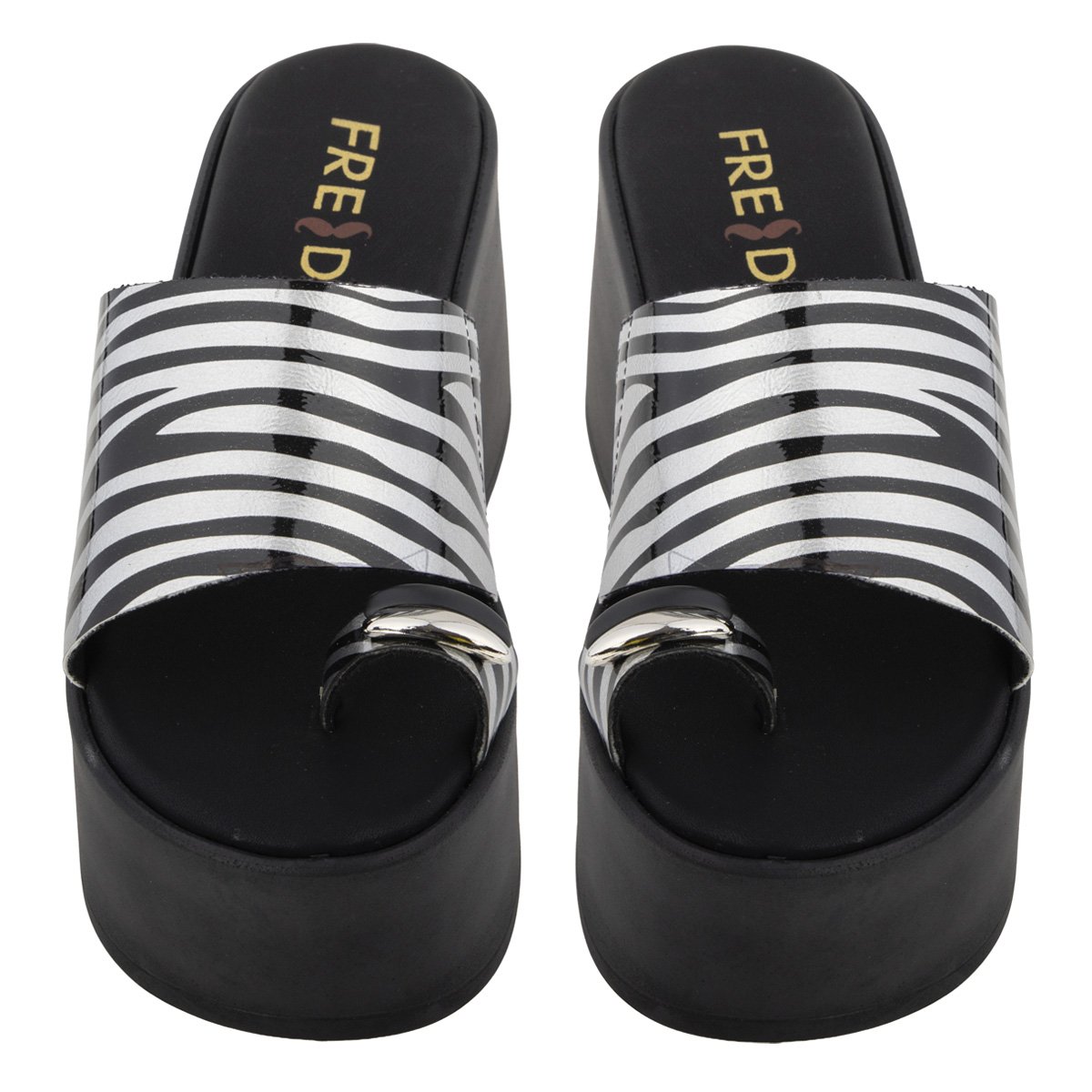 Ασημί ψηλές πλατφόρμες Fred με toe ring