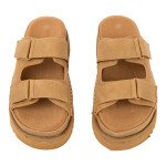 Suede flatforms με αυτοκόλλητα λουράκια, ταμπά