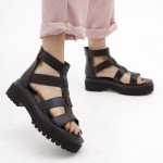 Chunky gladiator σανδάλια, μαύρο