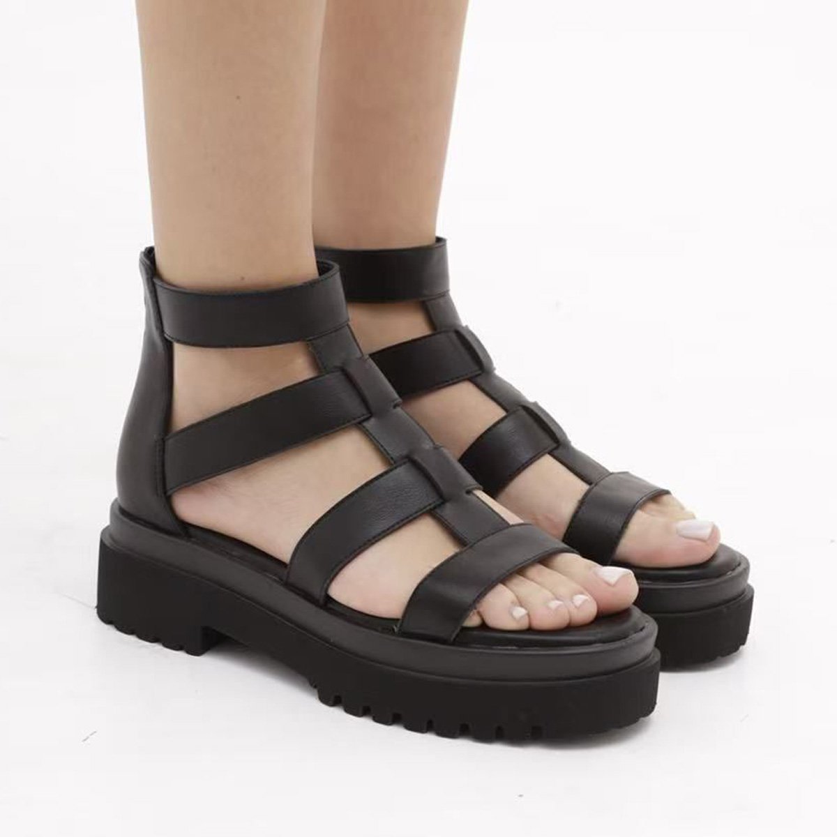 Chunky gladiator σανδάλια, μαύρο