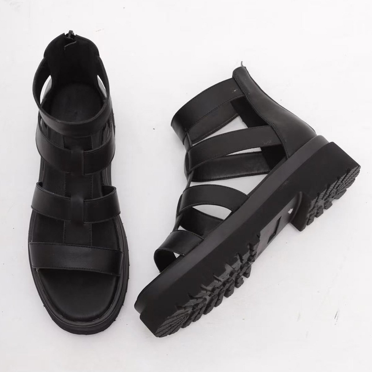 Chunky gladiator σανδάλια, μαύρο