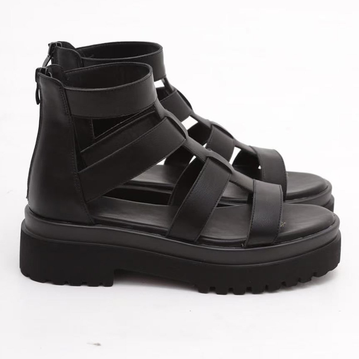 Chunky gladiator σανδάλια, μαύρο