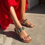 Σανδάλια Fred με μεταλλικές λεπτομέρειες και toe ring  σε ιδιαίτερο μπεζ μοτίβο