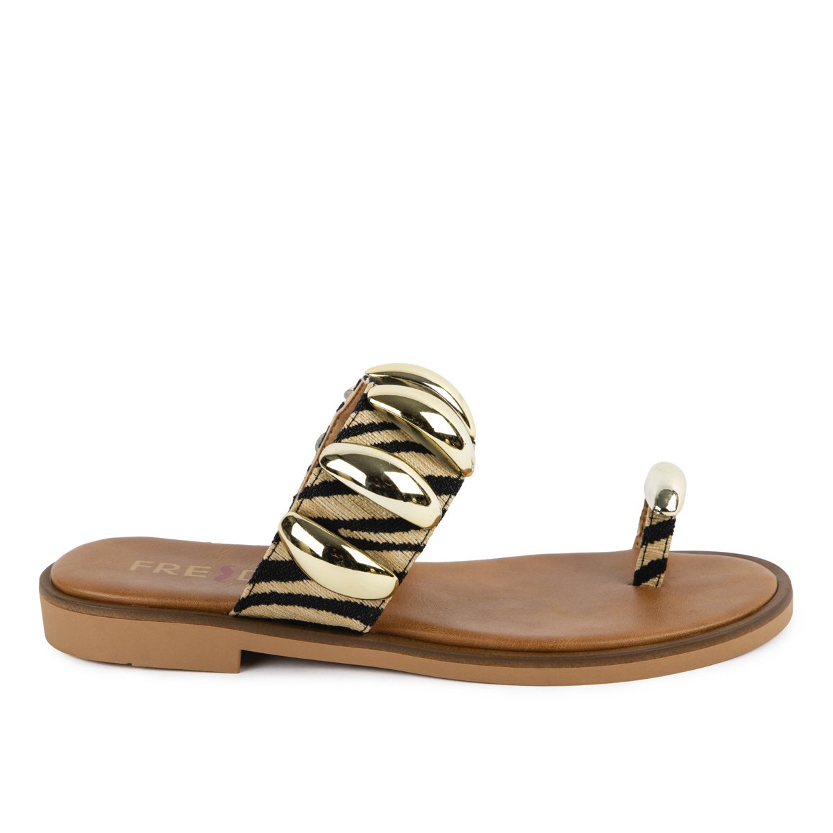 Σανδάλια Fred με μεταλλικές λεπτομέρειες και toe ring  σε ιδιαίτερο μπεζ μοτίβο