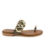 Σανδάλια Fred με μεταλλικές λεπτομέρειες και toe ring  σε ιδιαίτερο μπεζ μοτίβο