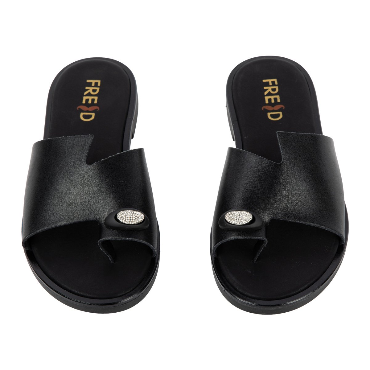 Μαύρο Fred σανδάλι με ιδιαίτερο κόψιμο και toe ring