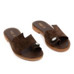 Καφέ Fred σανδάλια με ιδιαίτερο κόψιμο και toe ring