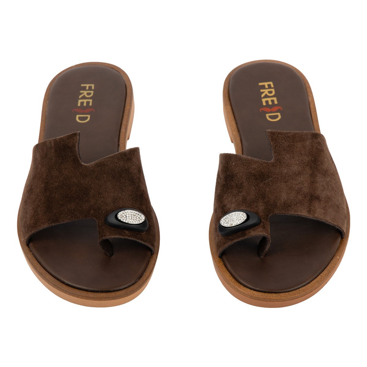 Καφέ Fred σανδάλια με ιδιαίτερο κόψιμο και toe ring
