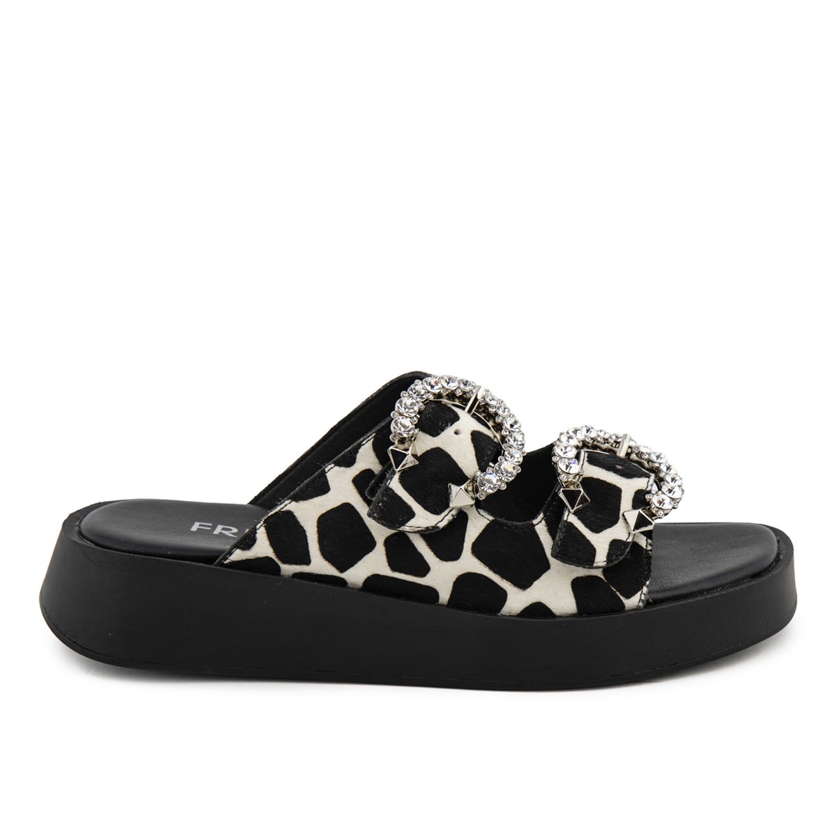 Fred flatforms με στρογγυλές αγκράφες και ιδιαίτερη υφη, μαύρο