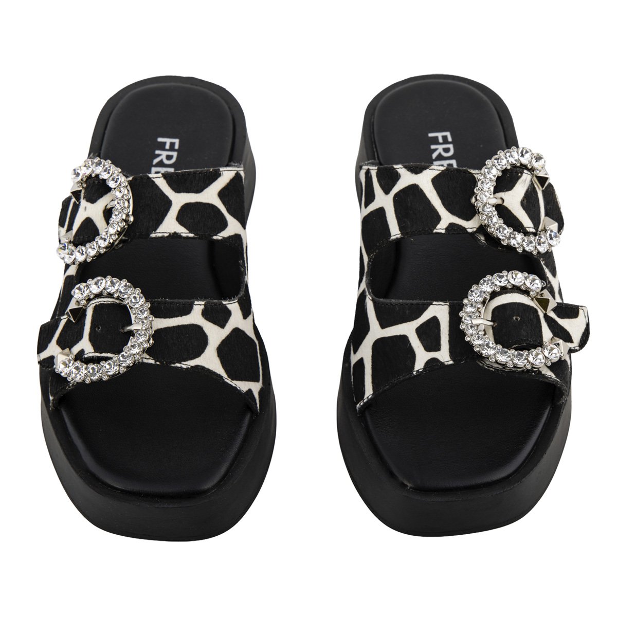 Fred flatforms με στρογγυλές αγκράφες και ιδιαίτερη υφη, μαύρο