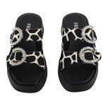 Fred flatforms με στρογγυλές αγκράφες και ιδιαίτερη υφη, μαύρο