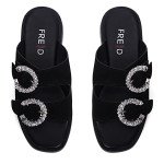 Fred suede flatforms με στρογγυλές αγκράφες, μαύρο
