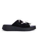 Fred suede flatforms με στρογγυλές αγκράφες, μαύρο