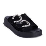 Fred suede flatforms με στρογγυλές αγκράφες, μαύρο