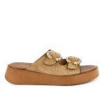 Fred suede flatforms με στρογγυλές αγκράφες, καφέ