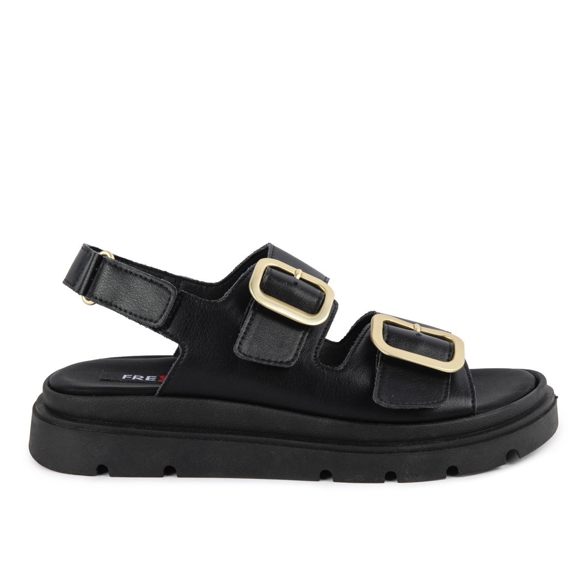 Μαύρα σανδάλια Fred με flatform σόλα και αγκράφες