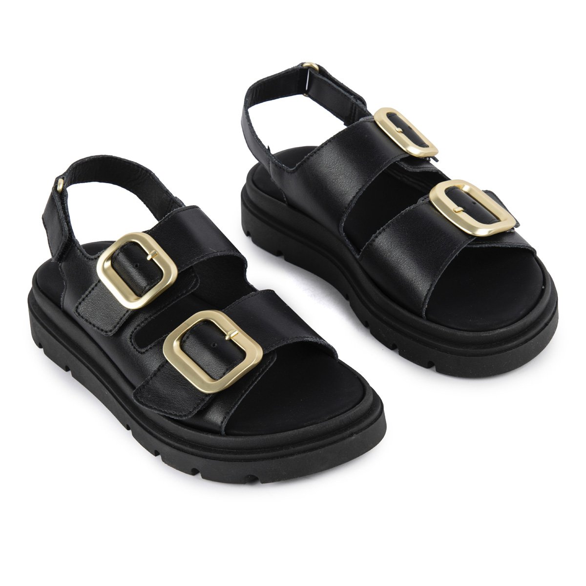 Μαύρα σανδάλια Fred με flatform σόλα και αγκράφες