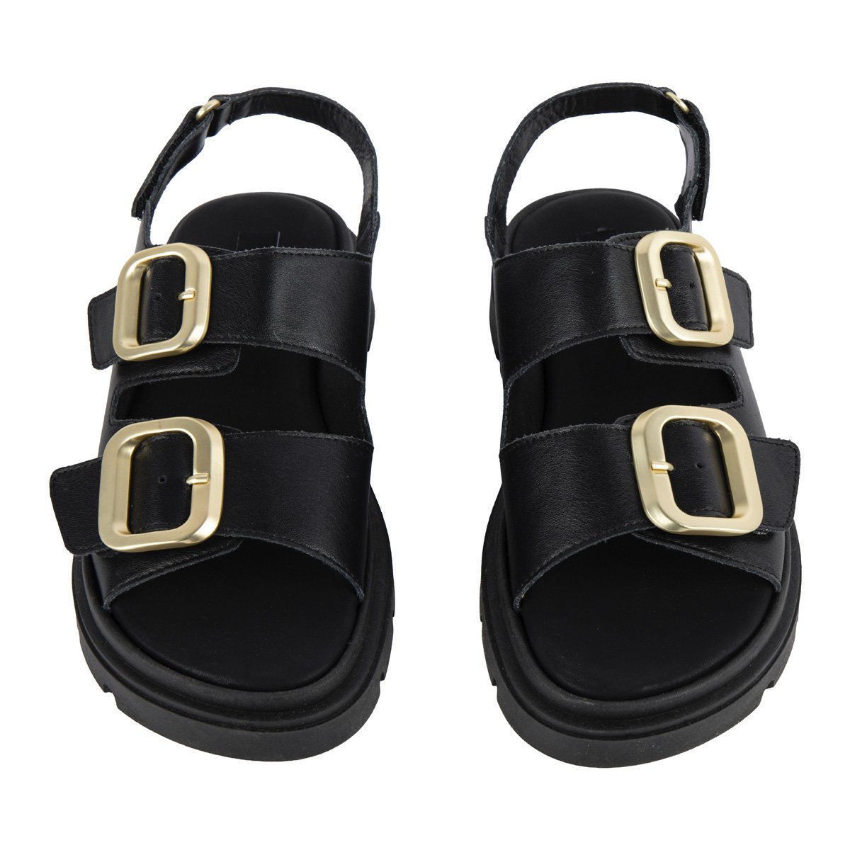 Μαύρα σανδάλια Fred με flatform σόλα και αγκράφες