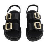 Μαύρα σανδάλια Fred με flatform σόλα και αγκράφες