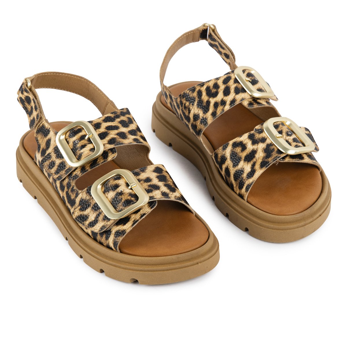 Λεοπαρ σανδάλια Fred με flatform σόλα και αγκράφες