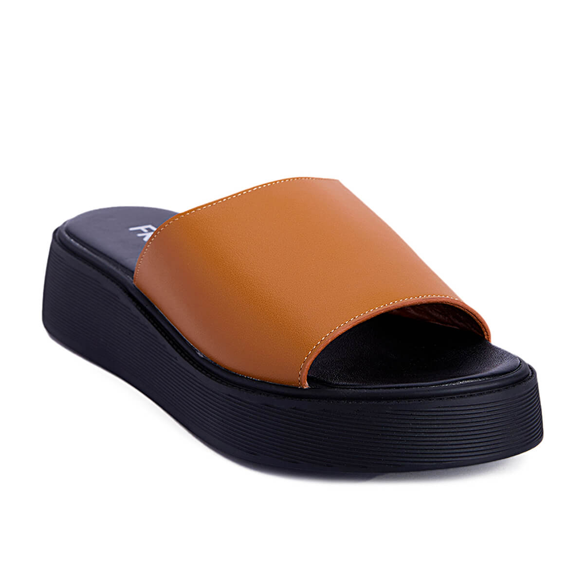 Fred δερμάτινα flatforms με φάσα, καφέ