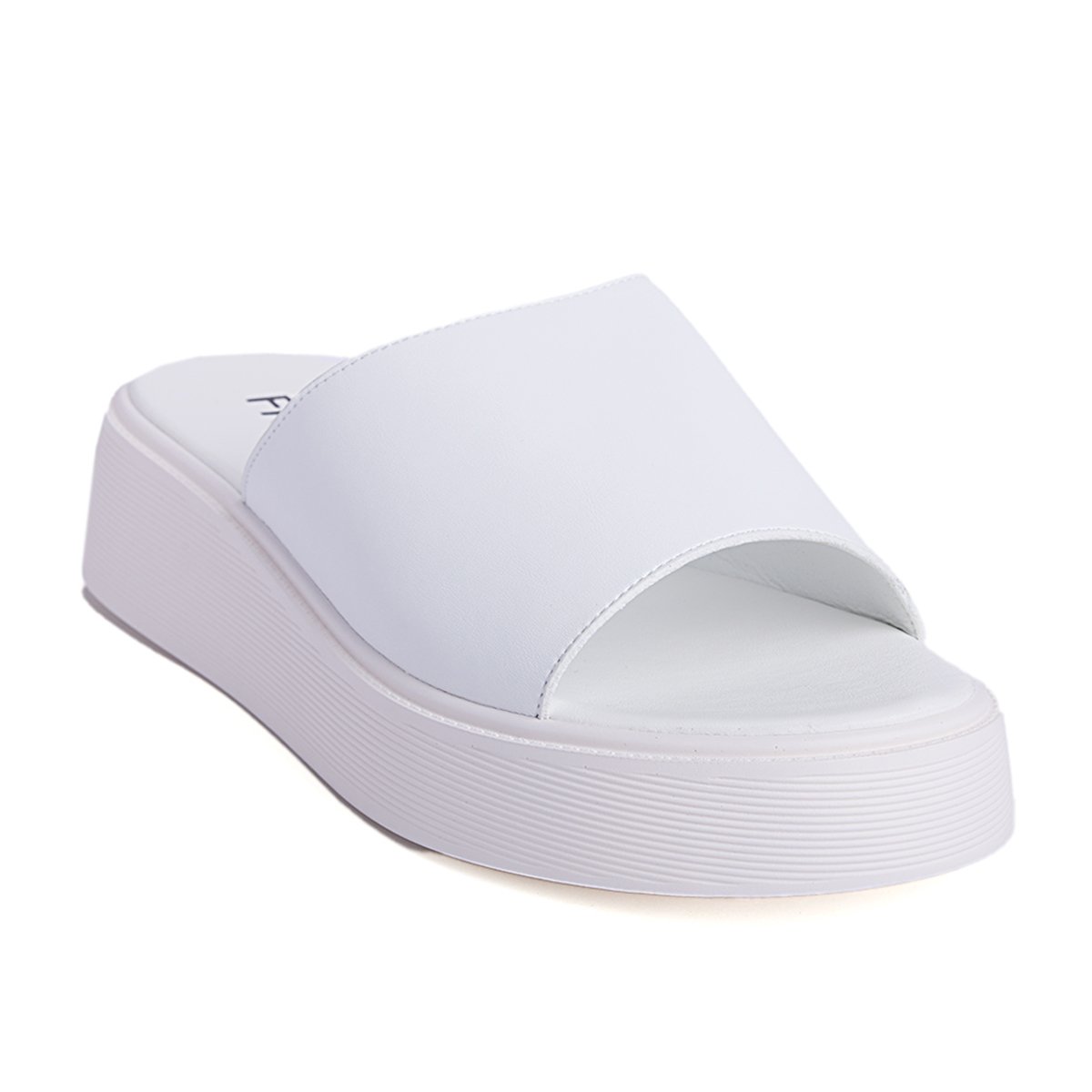 Fred δερμάτινα flatforms με φάσα, λευκό