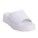 Fred δερμάτινα flatforms με φάσα, λευκό