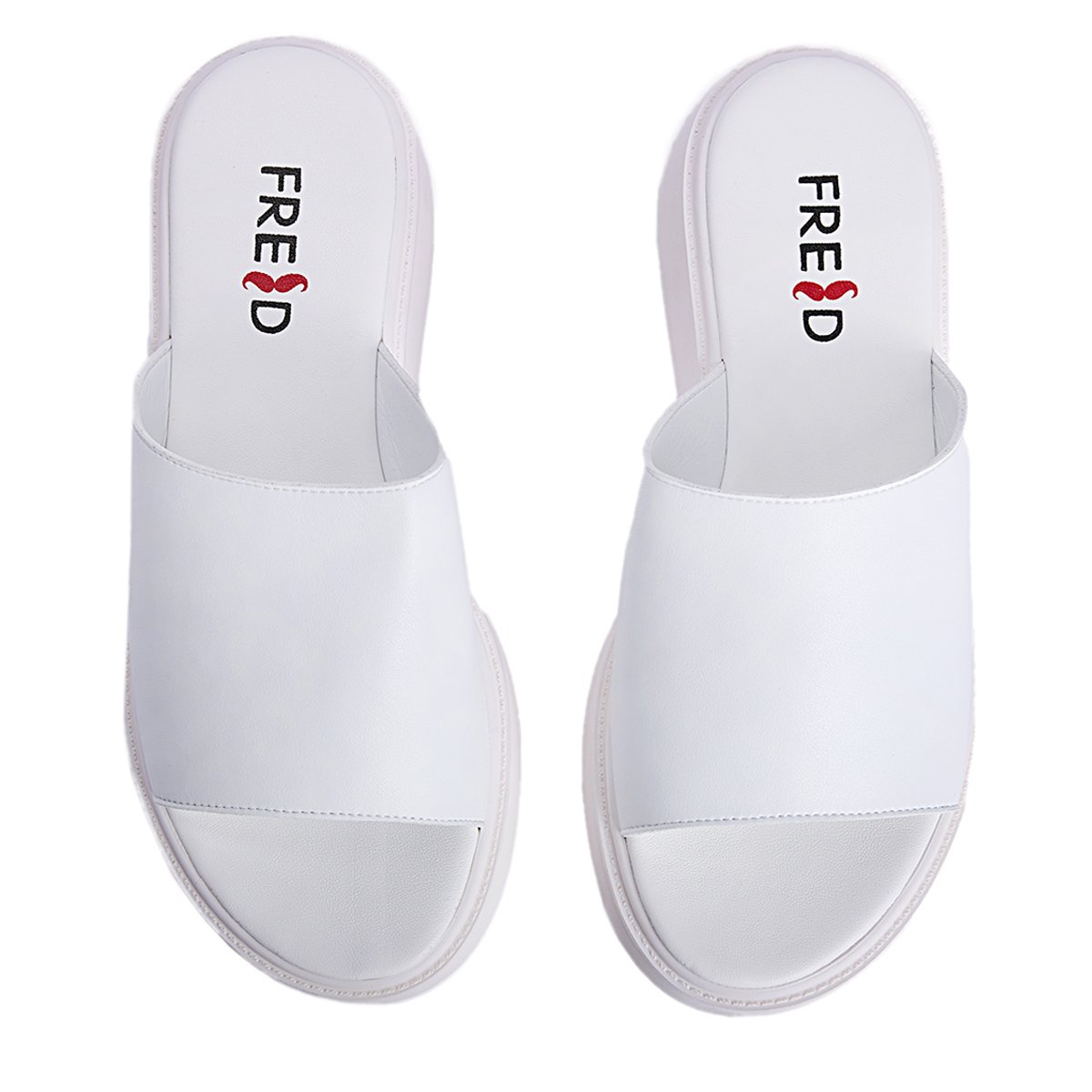 Fred δερμάτινα flatforms με φάσα, λευκό