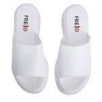 Fred δερμάτινα flatforms με φάσα, λευκό